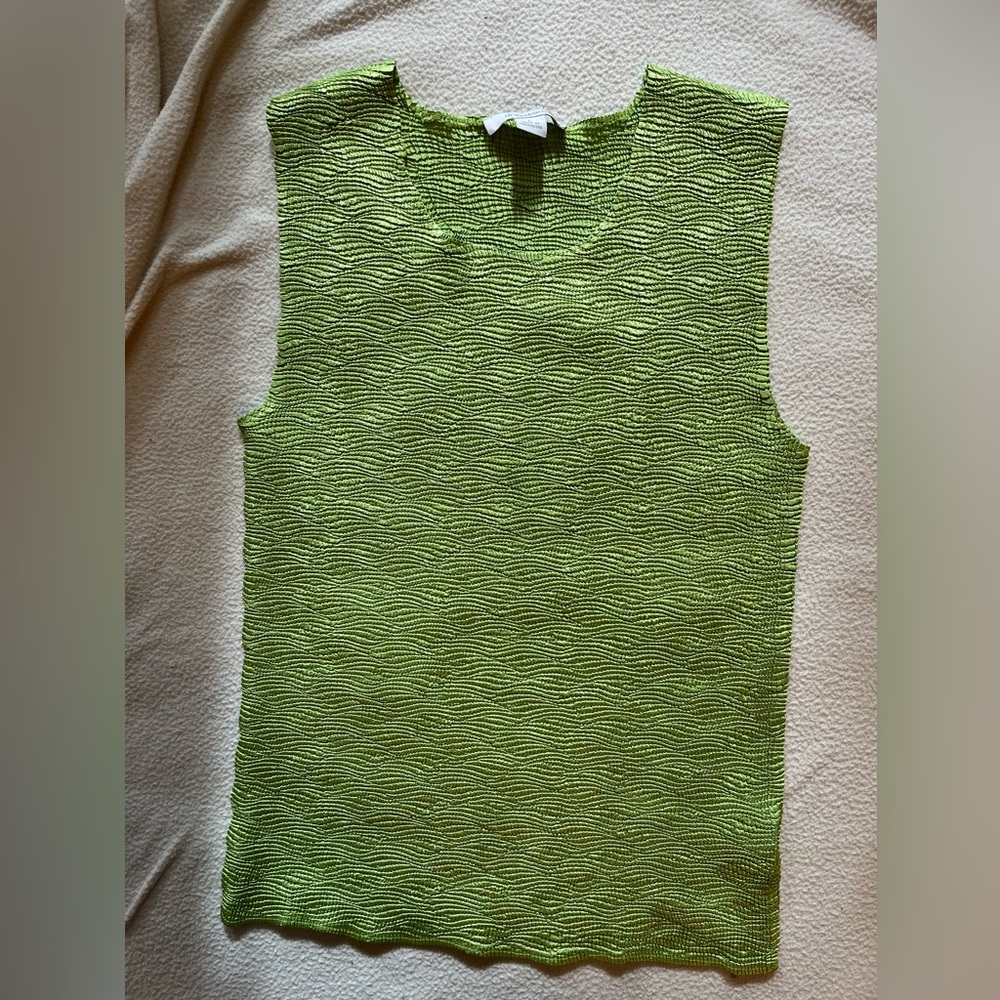 Green y2k textured tank top